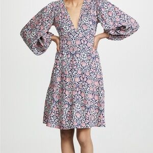 Banjanan. Portia Dress. Blue/Cream/Pink Floral. Size Medium.